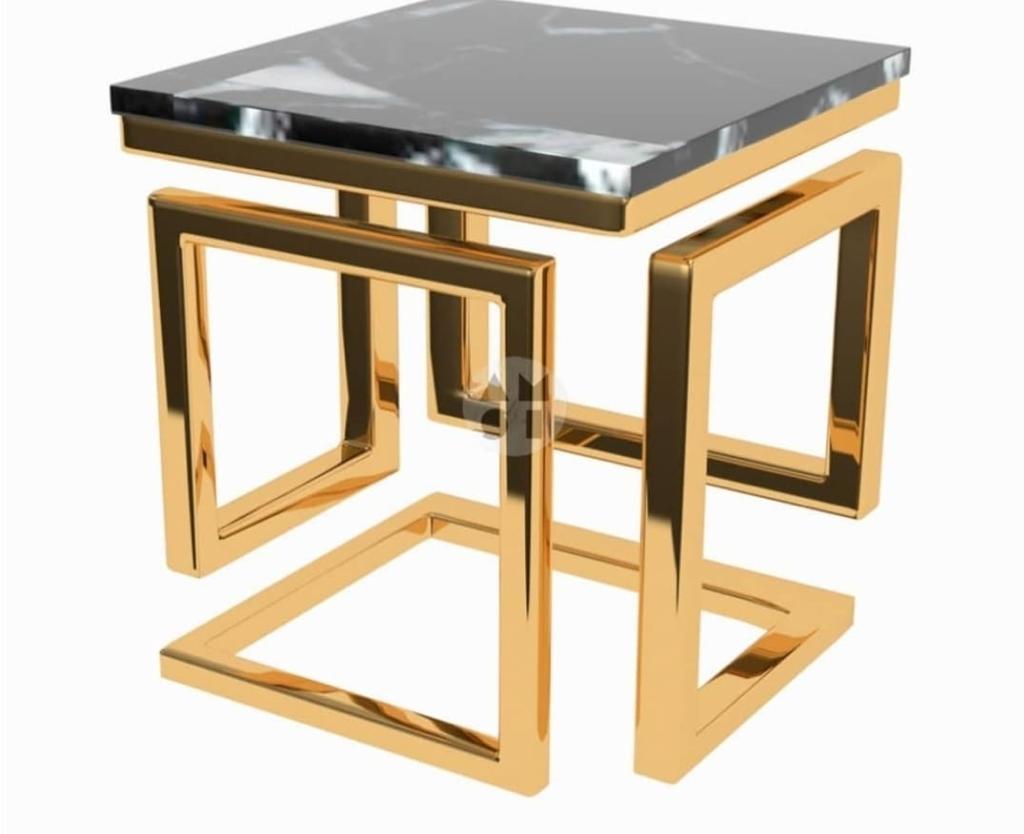 Gold Metal Side Table with Marble Top AH-155 Moradabad